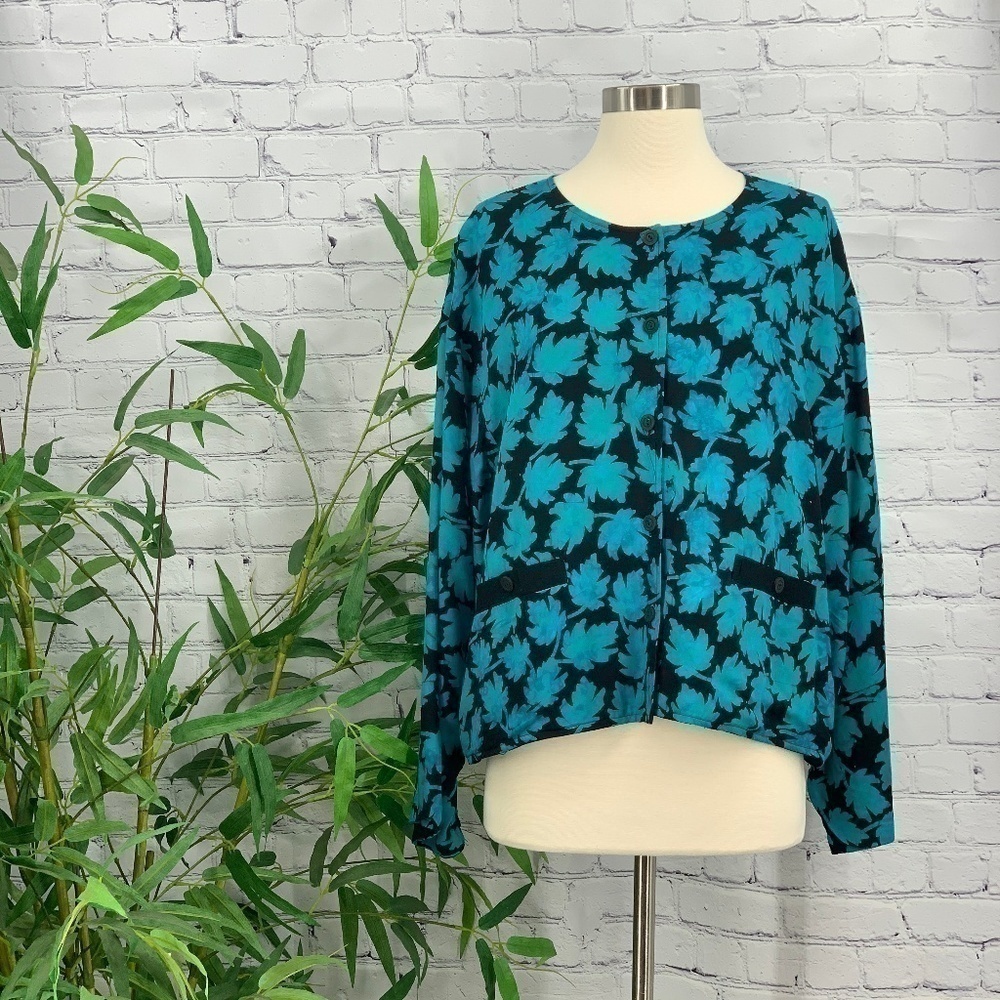 🎉Reversible Black & Turquoise Leaf Pattern Jacket